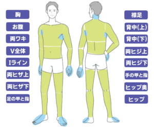 メンズミュゼ脱毛可能部位