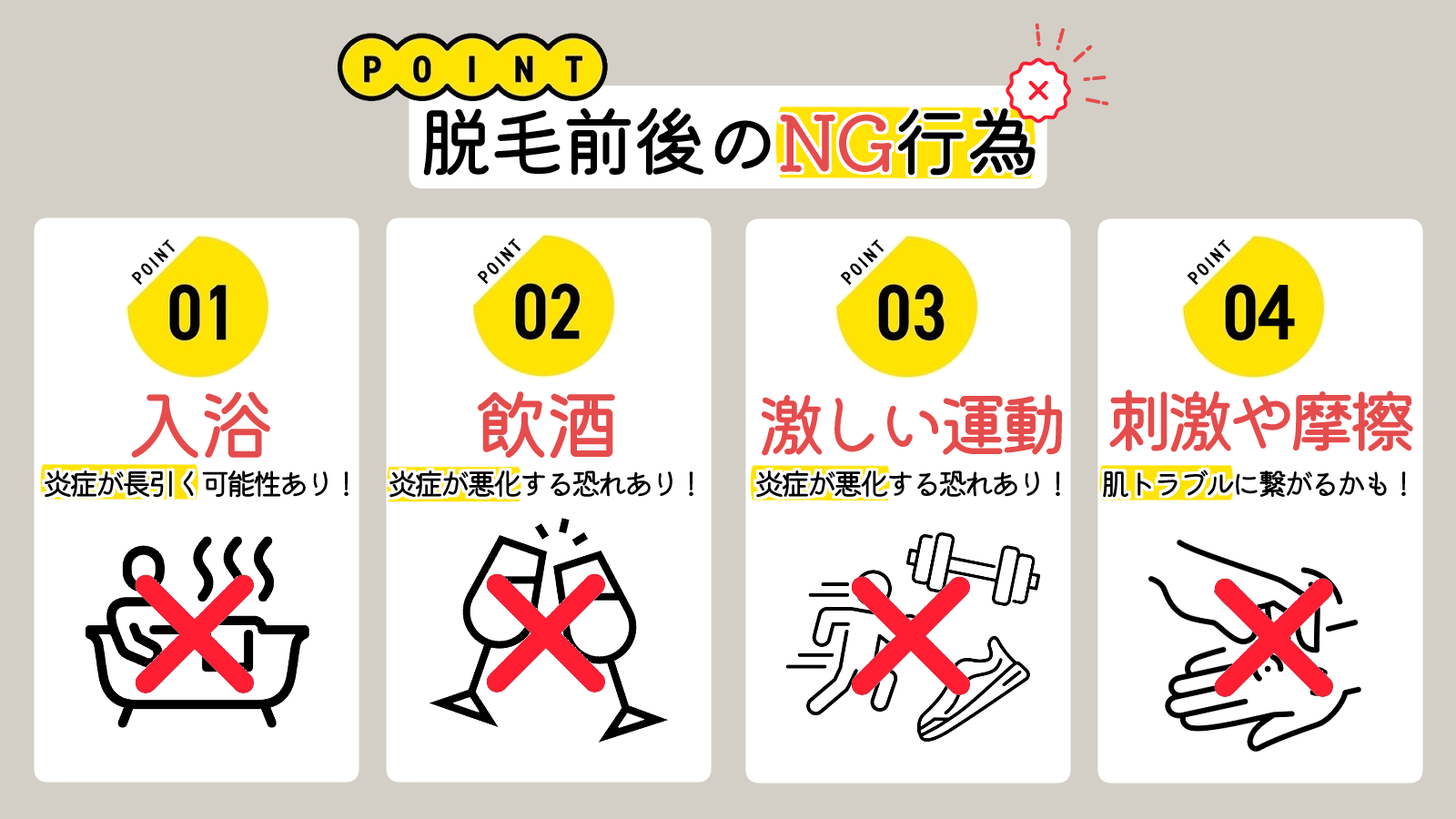 脱毛-脱毛前後のNG行為